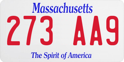 MA license plate 273AA9