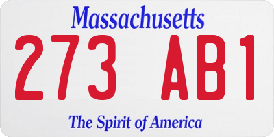 MA license plate 273AB1