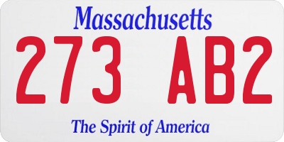 MA license plate 273AB2