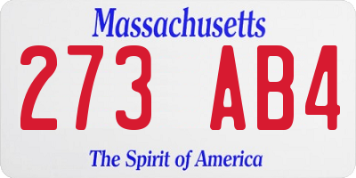 MA license plate 273AB4