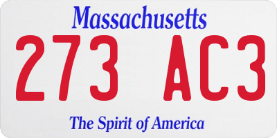 MA license plate 273AC3