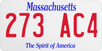 MA license plate 273AC4
