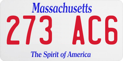 MA license plate 273AC6