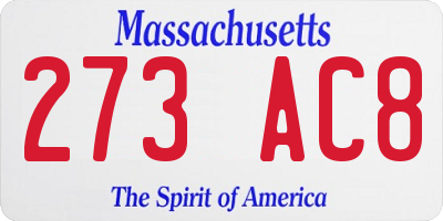 MA license plate 273AC8
