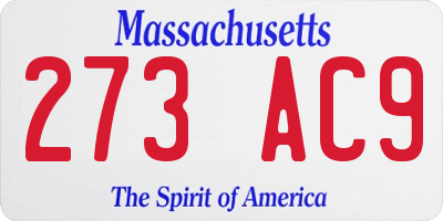 MA license plate 273AC9