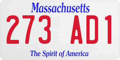 MA license plate 273AD1