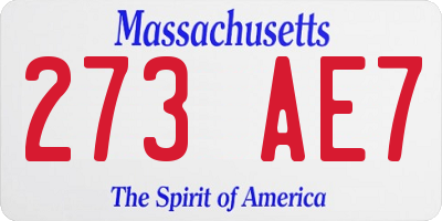MA license plate 273AE7