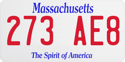 MA license plate 273AE8