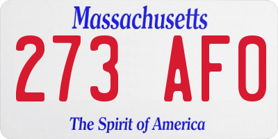 MA license plate 273AF0