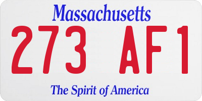 MA license plate 273AF1