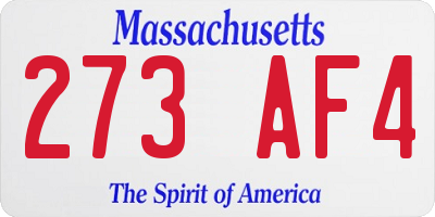 MA license plate 273AF4