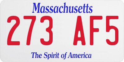 MA license plate 273AF5