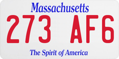 MA license plate 273AF6