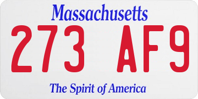 MA license plate 273AF9