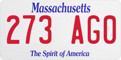 MA license plate 273AG0