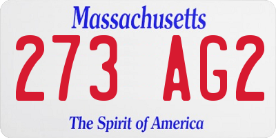 MA license plate 273AG2