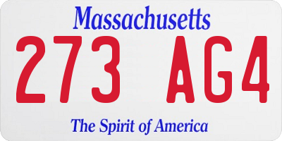 MA license plate 273AG4
