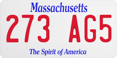 MA license plate 273AG5