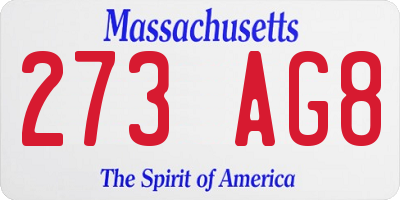 MA license plate 273AG8