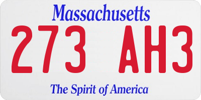 MA license plate 273AH3