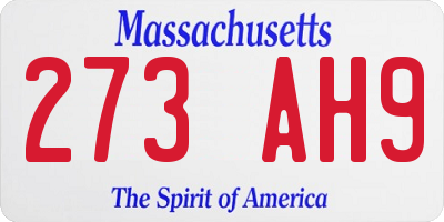 MA license plate 273AH9