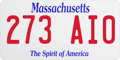 MA license plate 273AI0