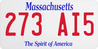 MA license plate 273AI5