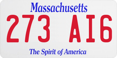MA license plate 273AI6