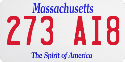MA license plate 273AI8