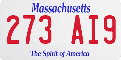 MA license plate 273AI9