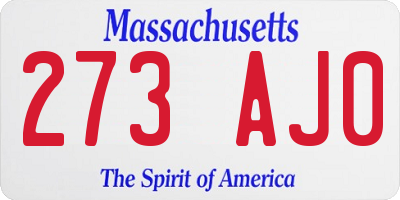 MA license plate 273AJ0