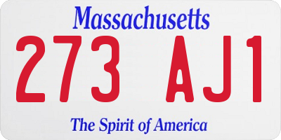 MA license plate 273AJ1