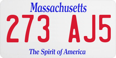 MA license plate 273AJ5