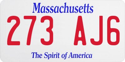 MA license plate 273AJ6