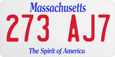 MA license plate 273AJ7