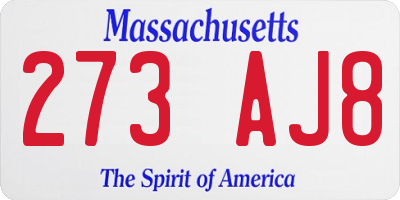 MA license plate 273AJ8