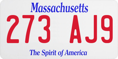 MA license plate 273AJ9