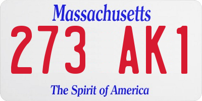MA license plate 273AK1