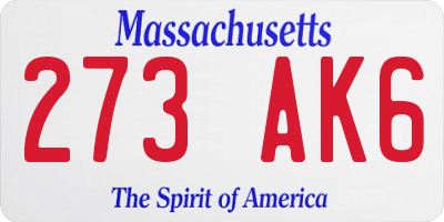 MA license plate 273AK6