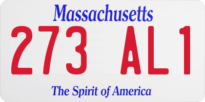MA license plate 273AL1