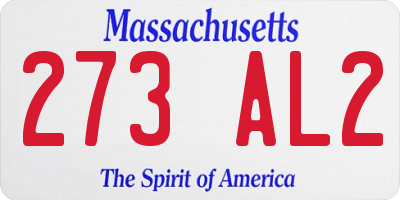 MA license plate 273AL2