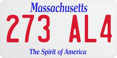 MA license plate 273AL4