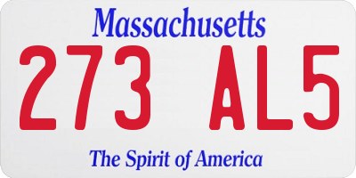 MA license plate 273AL5