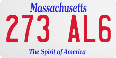 MA license plate 273AL6