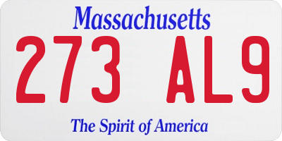 MA license plate 273AL9