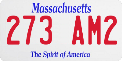 MA license plate 273AM2