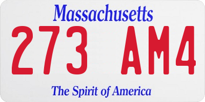 MA license plate 273AM4