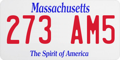 MA license plate 273AM5