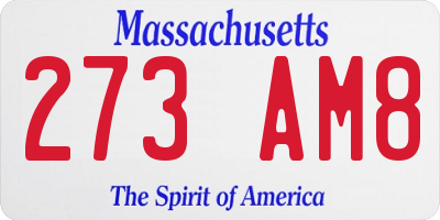 MA license plate 273AM8
