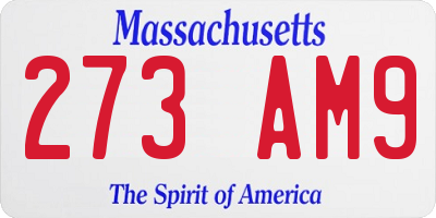 MA license plate 273AM9